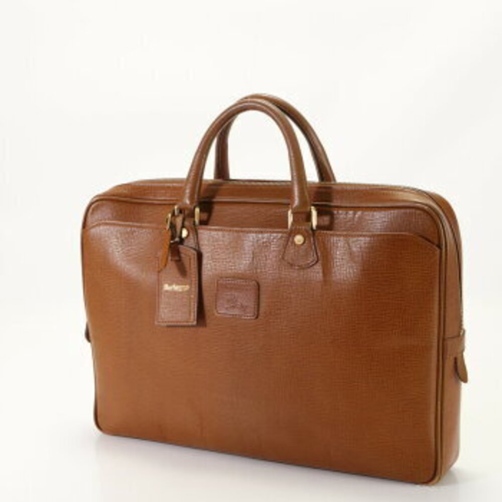 Burberry Nova Check Leather Business Bag Briefcase Tote Brown - Picture 2 of 14